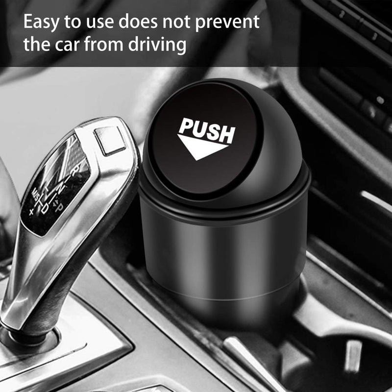 Car Garbage Can with Lid, Leakproof Vehicle Automotive Cup Holder Car Trash Can, Small Trash Bin for Automotive Office Home Kitchen(Black, 1) Black