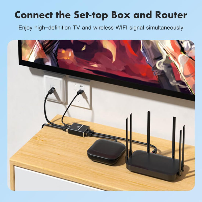 Ethernet Splitter 1 to 3, High Speed Internet Splitter, 1000Mbps LAN-Splitter, Gigabit RJ45 Ethernet Switch, Supporting Simultaneous Networking of 3 Devices, Applicable to Cat 5/5e/6/7/8 Cable Ethernet Splitter 1 to 3