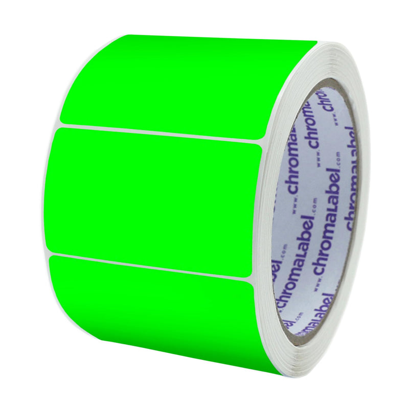 ChromaLabel 2 x 3 inch Permanent Color Code Rectangle Labels, 250 Stickers per Roll, Fluorescent Green