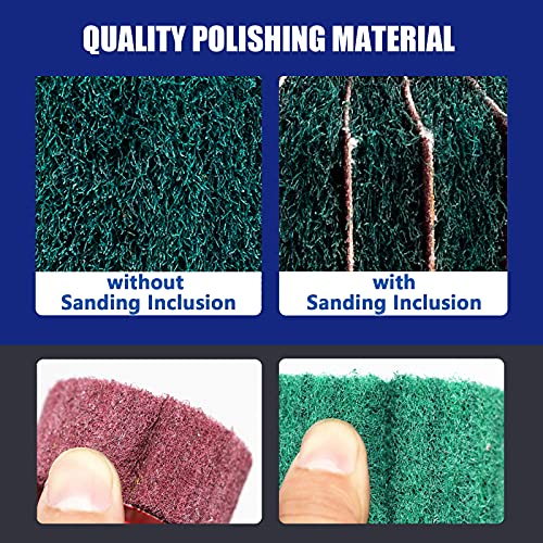 Glarks 10 Pack Non Woven Abrasive Wheel Drill Buffing Attachment Set, Red and Green Scouring Pads Power Scrubber Cleaning Kit with 1/4" Shank for Polishing, Scrubbing and Cleaning Surface