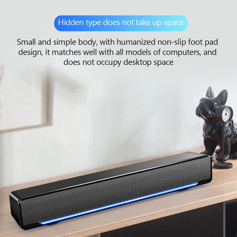 Wendry Computer Speakers,3.5mm Computer Sound Bass Surround Sound Box,USB Powered Portable Soundbar with 3D Stereo Sound and LED Breathing Light