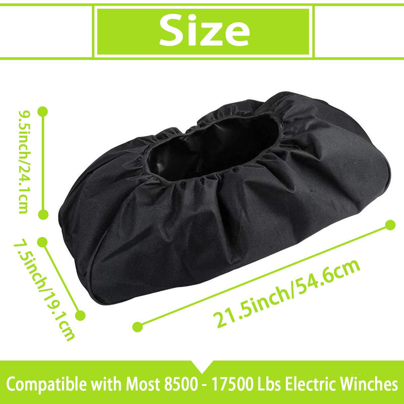 Winch Cover Waterproof, Heavy Duty 600D Breathable Oxford Fabric Dust-Proof Winch Protection Cover, Compatible with Most 8500-17500 Lbs Electric Winches, Indoor/Outdoor - (21.5” x 9.5” x 7.5”)