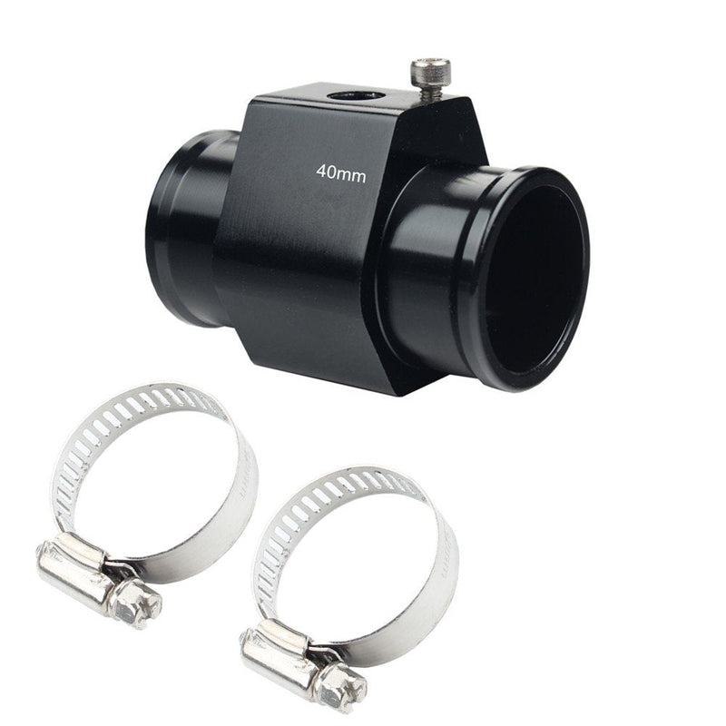 Dewhel Aluminum Black Water Temp Meter Temperature Gauge Joint Pipe Radiator Sensor Adaptor Clamps 40mm