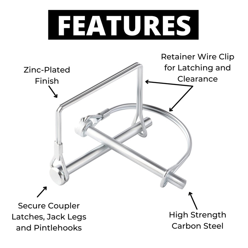 Pack of 10 Trailer Pin 2-3/4"x1/4" (L x W) – Shaft Locking Coupler Pin for Heavy Duty Farm Trailers Wagons Towing, Lawn, PTO and Hitches 5 Square & 5 Arched Pins