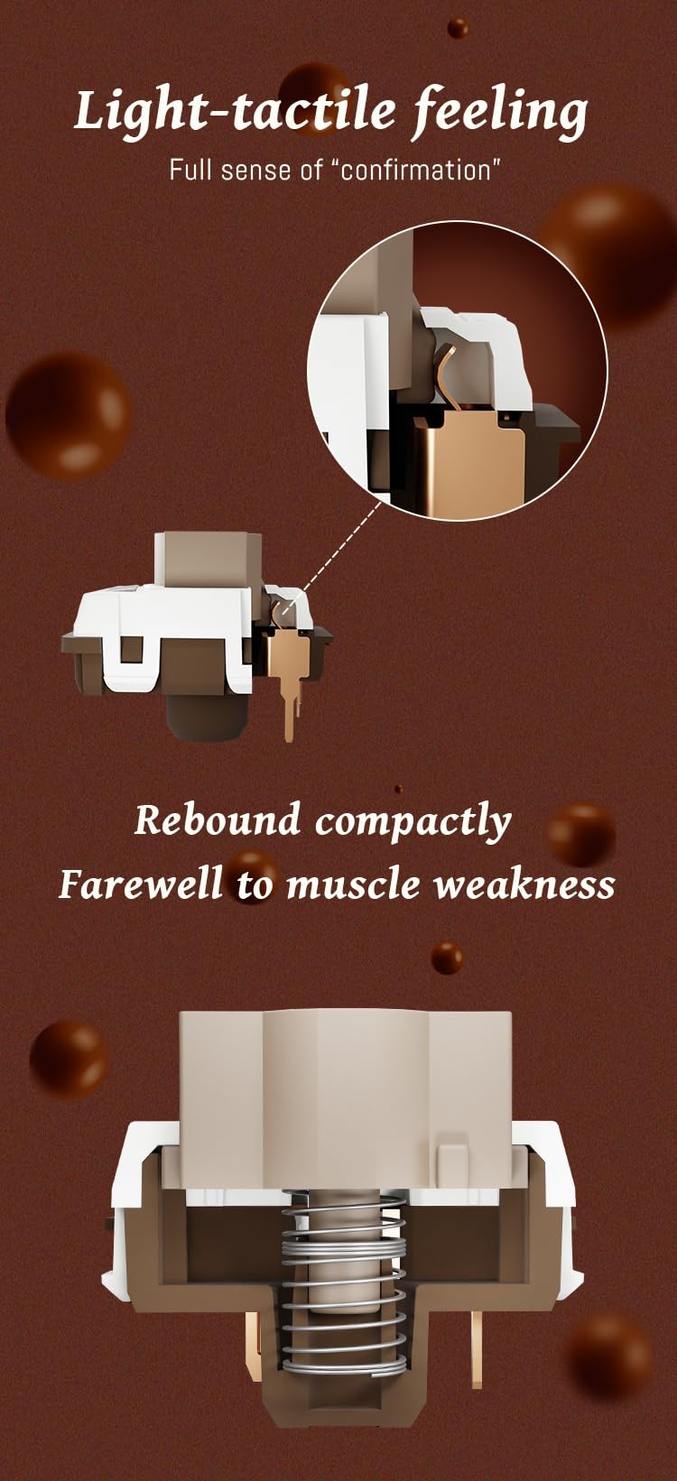 GATERON KS-33 Low Profile Chocolate Keyboard Switches, Tactile 55gf 3 Pin RGB LED Factory Pre-lubed for MX Mechanical Keyboard (35PCS)