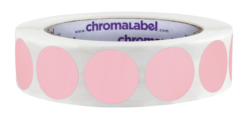 ChromaLabel 1 Inch Round Label Permanent Color Code Dot Stickers, 1000 Labels per Roll, Pink