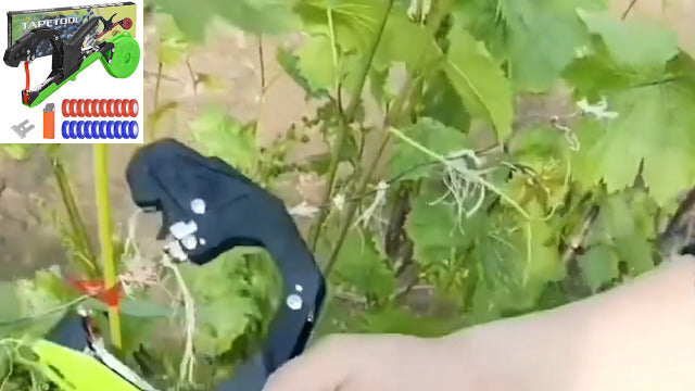 Upgraded Plant Tying Machine Gun to Tie Up Vine Tomatoes and Grapes Quickly Garden Tape Tool for Gardeners Farmers with SK5 Blade Replacement Garden Tapes and Staples Green