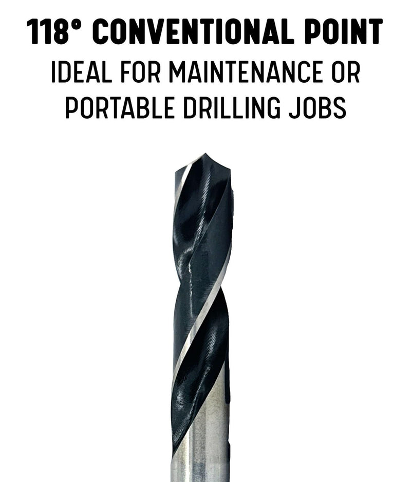 Drill America - D/A3F57/64 57/64" Reduced Shank High Speed Steel Drill Bit with 1/2" Shank, D/A3F Series 57/64"