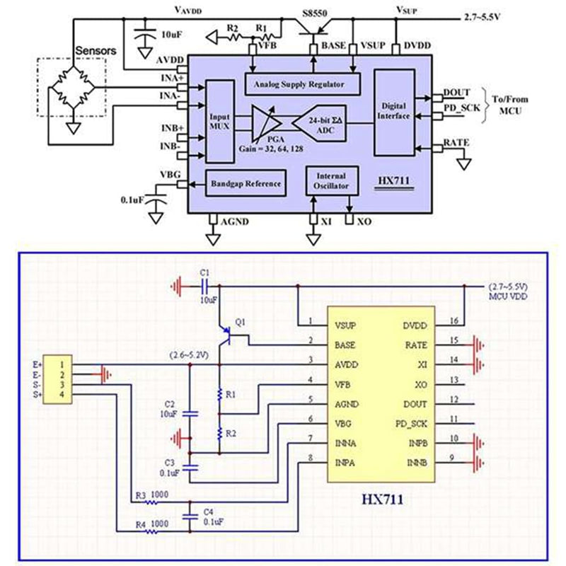 Digital Load Cell Weight Sensor, 4 Sets 5kg Load Cell HX711 AD Weighing Amplifier Module Pressure Sensor Ar Duino Load Cell