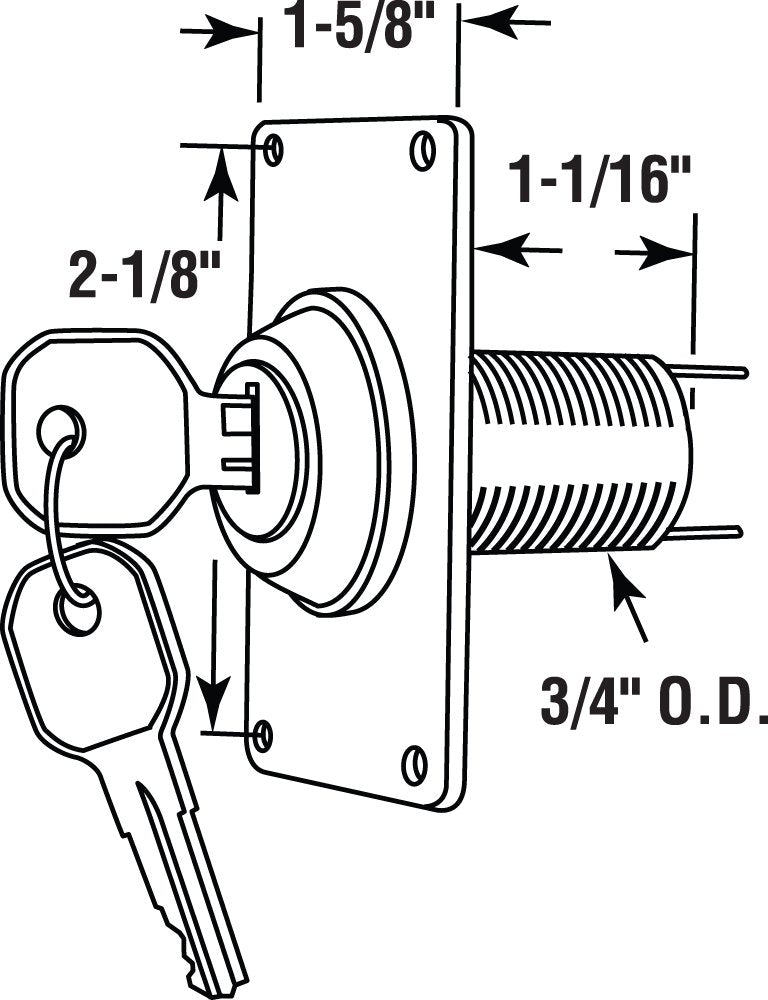 Prime-Line GD 52142 Electric Key Switch, 3/4 In. Outside Diameter, Hardwired (Single Pack)