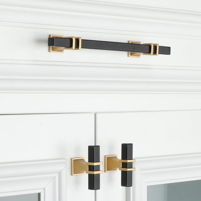 5 Pack 3 Inch Black and Gold Cabinet Pulls Black and Gold Cabinet Handles Kitchen Cabinet Handles Dresser Drawer Pulls Kitchen Cabinet Hardware 3 inch (76mm) Hole Center Pull Black & Matte Gold 5
