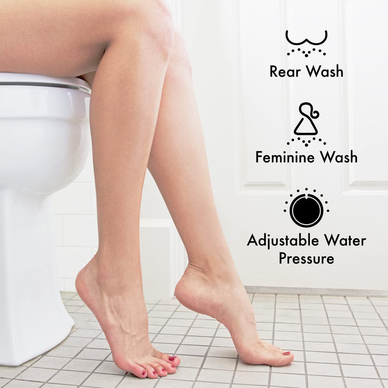 Bidet Attachment for Existing Toilet Seats, Ultra-Slim, Non Electric, Dual Nozzle, Rear & Feminine Wash, Fresh Cold Water Sprayer, Badays Bedets Bedits Badette Bidgets, Silver