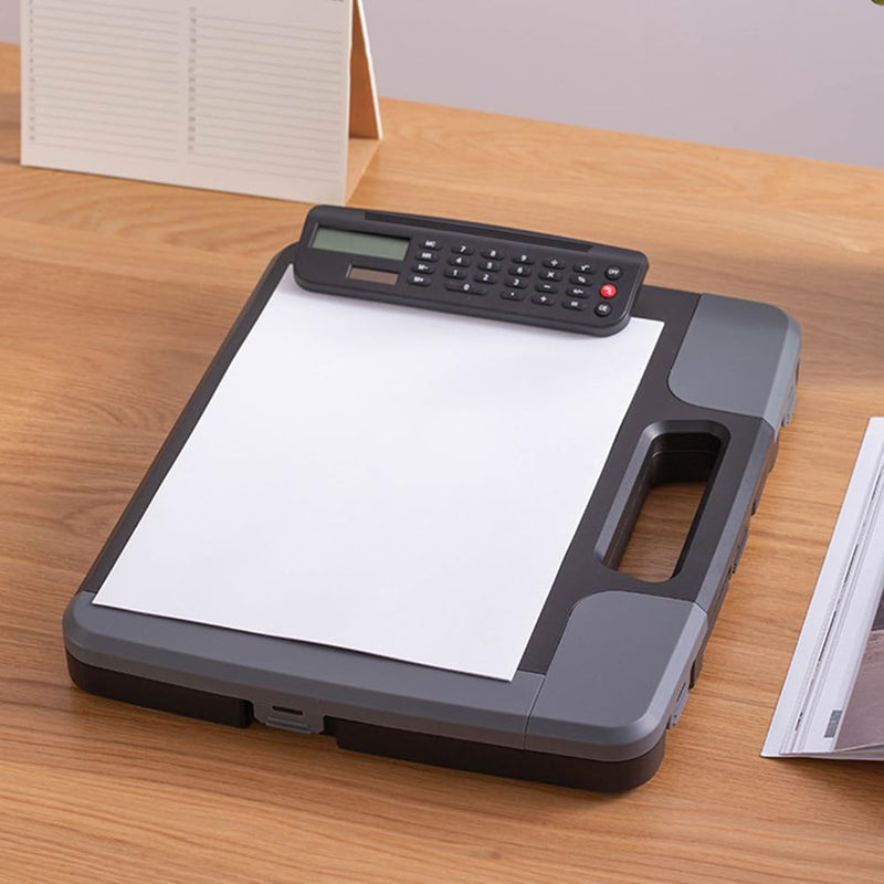 Cabilock Box Binder Portfolio Writing Pad Paper Storage Box Clipboard with Calculator A4 Clipboard A4 Files Storage Holder Writing Board Storage Rack Document Clipboard Case A4 30.7*36.6*6.7cm Black