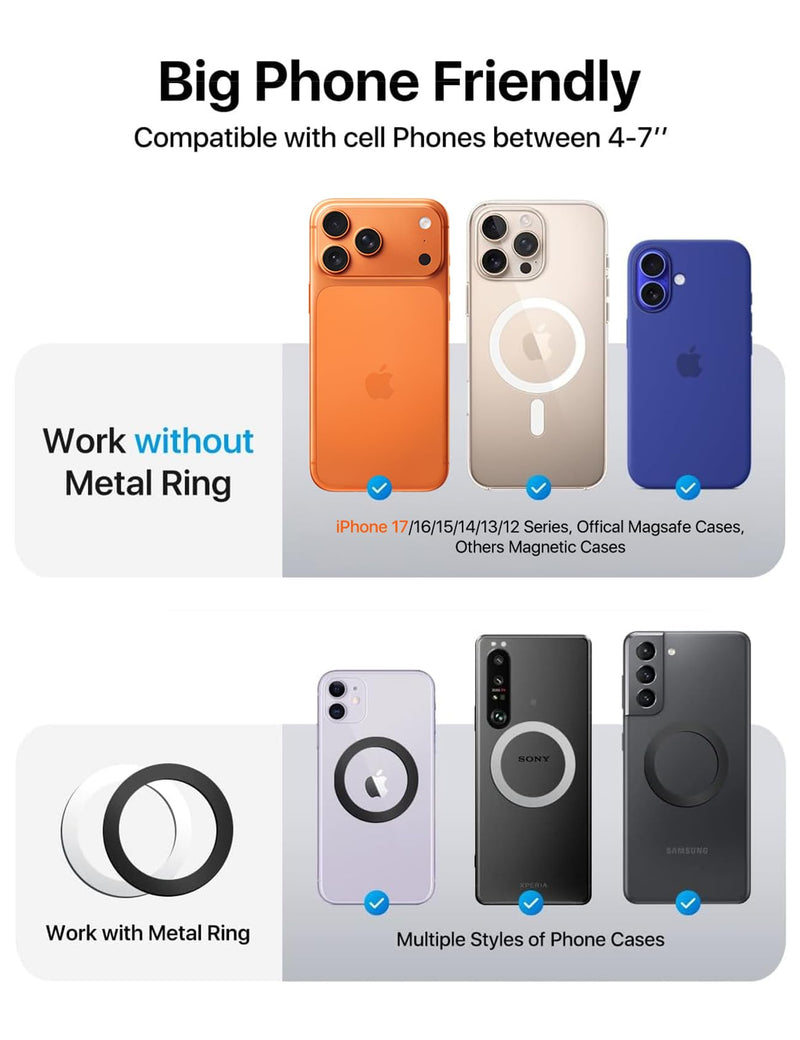 andobil Upgraded for Magsafe Car Mount Pro [Strongest Magnet, Big Phone Friendly] 360° Rotation Magnetic Phone Holder for Car Vent for iPhone 17 Pro Max 16/15/14/13/12 Samsung S25/S24 (Carbon Fiber) Black