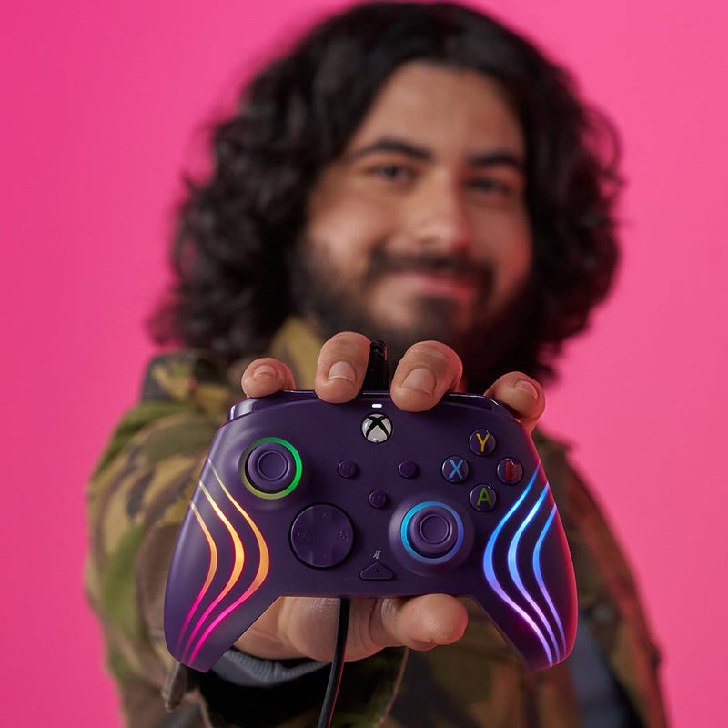 PDP Gaming Afterglow™ Wave Enhanced Wired Controller for Xbox Series X|S, Xbox One and Windows 10/11 PC, advanced gamepad video game controller, Officially Licensed by Microsoft Xbox, Purple