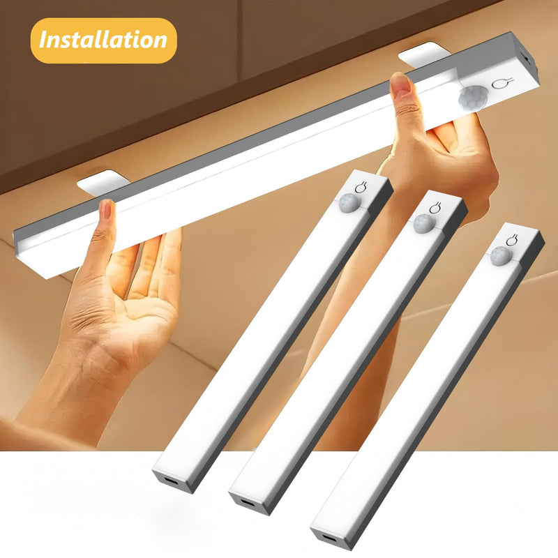 Under Cabinet Lighting 4 Inches Rechargeable Motion Sensor Light Indoor, 3 Color Dimmable Closet Light Battery Operated, USB Stick on LED Magnetic Under Counter Lights for Kitchen Stair,12 Packs 4inch-12pack