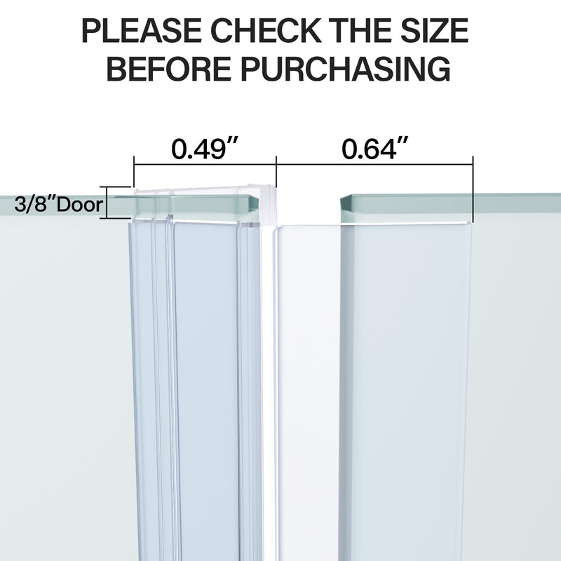 Yecaye 3 Pack Shower Door Seal,Shower Door Sweep,Frameless Glass Seal Strip for Side Door,Stop Leaks and Create a Water Barrier Guard (Side-3/8 x39) Side-3/8"x39"
