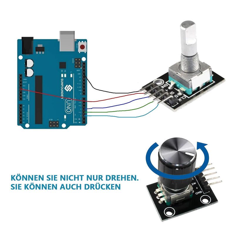 KY-040 Rotary Encoder Module, 360 Degree Rotary Encoder Module, Pack of 6 | Potentiometer digital pulse output electronic building blocks for automotive electronics multimedia audio.