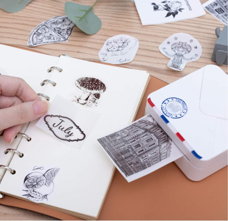 [Australia - AusPower] - Phomemo Adhesive Thermal Sticker Paper,White/Transparent/Semi-Transparent Thermal Printer,for Phomemo M02/M02 Pro/M02S/M03/M03AS/M04S Bluetooth Thermal Pocket Printer, 50mm-53mm Width,2.5m-3.5m Length 