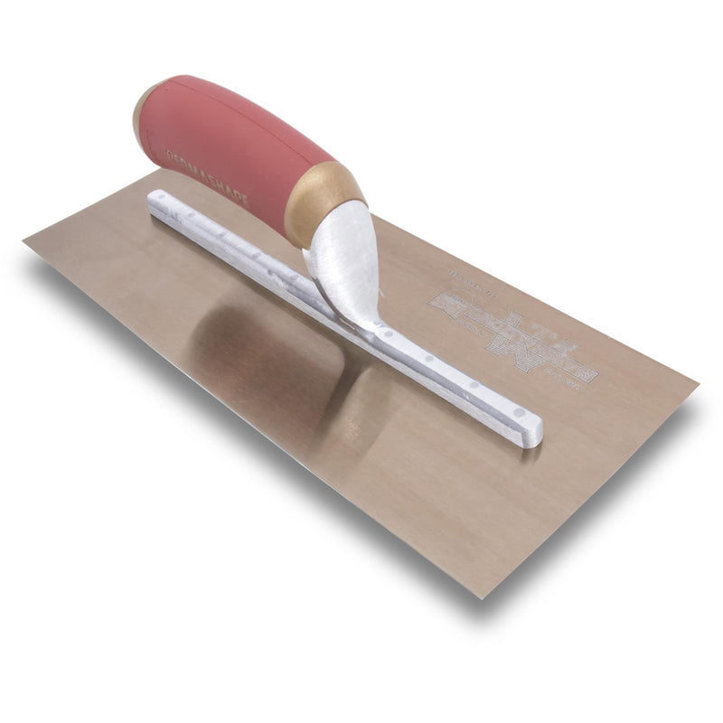 MARSHALLTOWN PermaShape Finishing Trowel, 13 x 5 Inch Broken-In Golden Stainless Steel Concrete Tool, Assembled in USA, PB13GSD