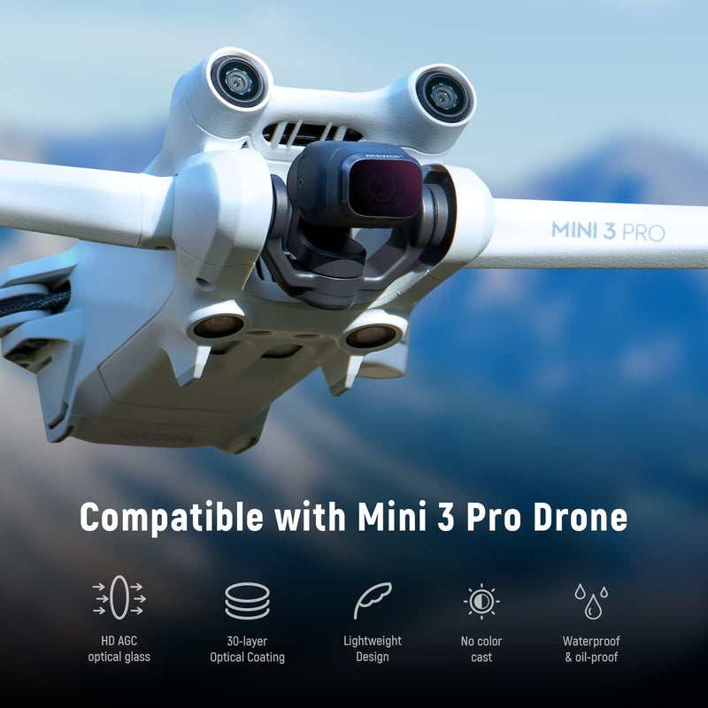 NEEWER ND Filter Set Compatible with DJI Mini 3/Mini 3 Pro, 6 Pack CPL ND8 ND16 ND32 ND64 ND128 Neutral Density Filter Drone Lens Accessory, Multi Coated HD Optical Glass, Aluminum Alloy Frame Aluminium 21.45*17.02*3.28mm