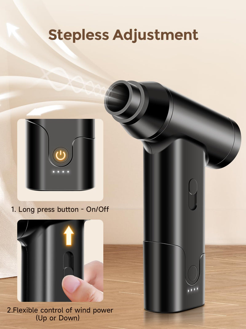 Electric Air Duster, 110000RPM Mini Air Duster,Portable Stepless Speed Keyboard Cleaner for Office,Rechargeable Air Blower Replaces Canned Air,Reusable Compressed Air Duster for PC,Car,Home