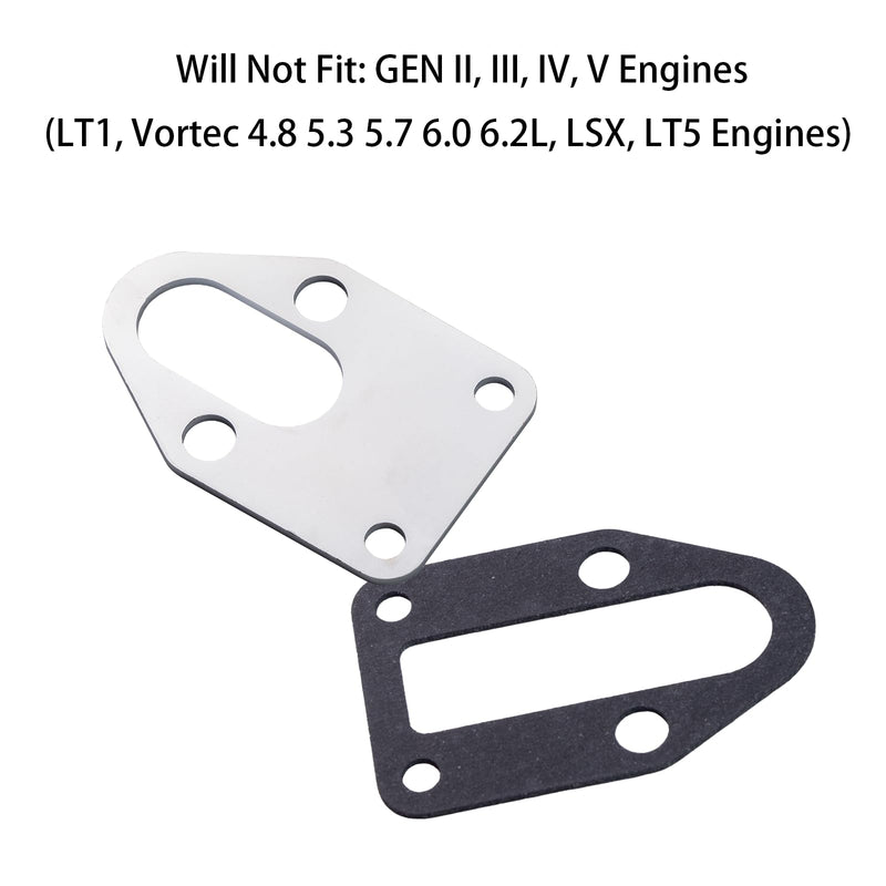 Chrome Fuel Pump Block Off Plate with Gasket & Stainless Hex Small Block Engine Hex Bolt Kit, for SBC 265 283 327 305 302 350 383 400 SB Engine