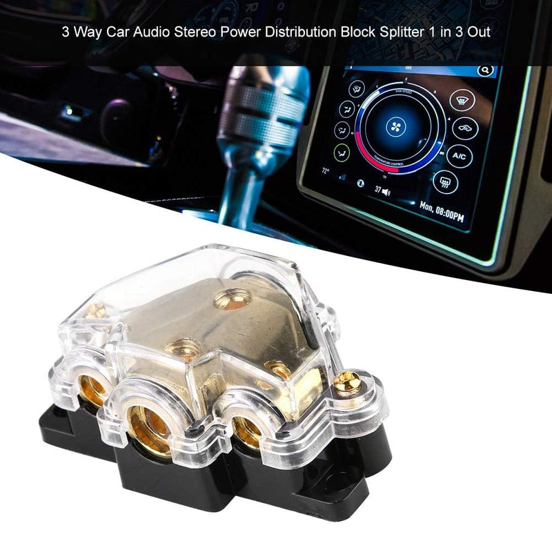 Distribution Block, Power Distribution Block, 3-Way Car Audio Stereo Power Distribution Block Splitter 1 in 3 Out