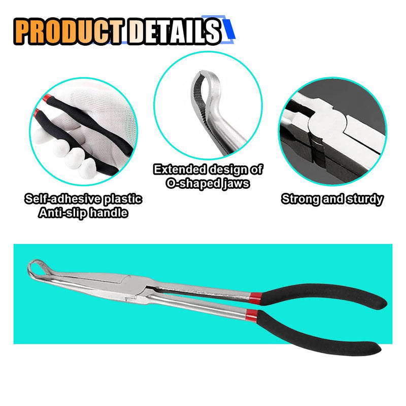 11 Inch Car Electrical Disconnect Pliers, Electrical Connector Disconnect Pliers Car Fuel Feed Pipe Plier, O-Shaped Car Soldering Aid Pliers Fuel Line Hose Clip Clamp Removal Tool