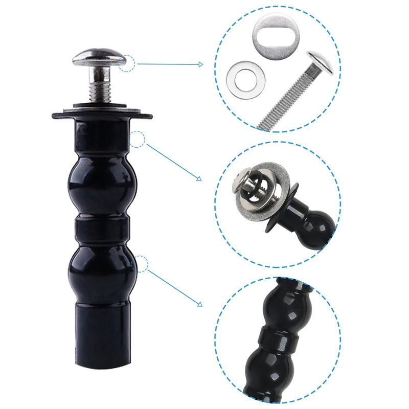 Hibbent 6 Pack Universal Toilet Seat Hinges Screw - Blind Hole Fixings Expanding Rubber Top Fix Nuts for Top Mounting - 3 Pairs With Two Expandable Ball