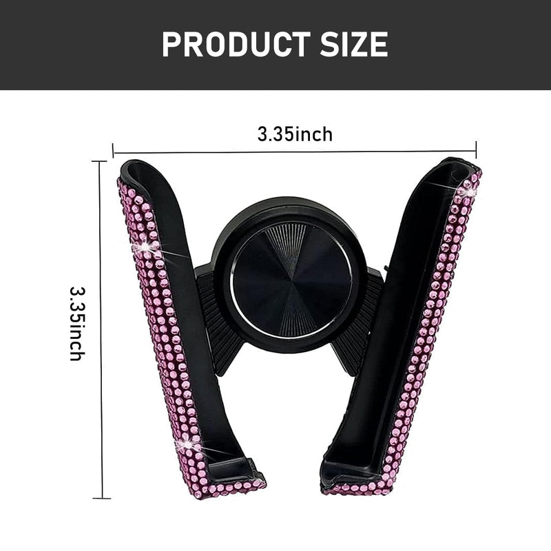 1 PC Bling Car Mobile Phone Holder, Personalized Rhinestone Design Elastic Adjustable Fully Automatic Opening Closing Air Conditioning Outlet Navigation Holder, for Most Car Models (Pink) 1 Pack Pink