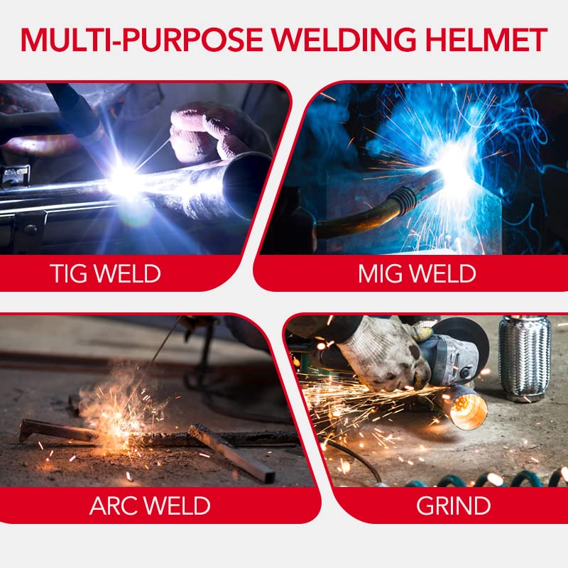 TRQWH Welding Helmet with Light True Color Auto Darkening Welding Helmets for Men Solar Powered Welding Hood with 2 Arc Sensor Wide Shade 4/9-13 for TIG MIG ARC Cool Welder Mask TRQ-HS03