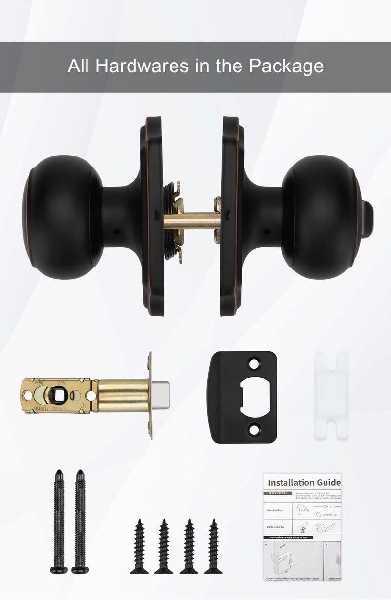 Goldenwarm Oil Rubbed Bronze Door Knobs Interior, Bedroom Door Knob & Bathroom Classic, Bronze Interior Door Knobs 1 Pack Privacy