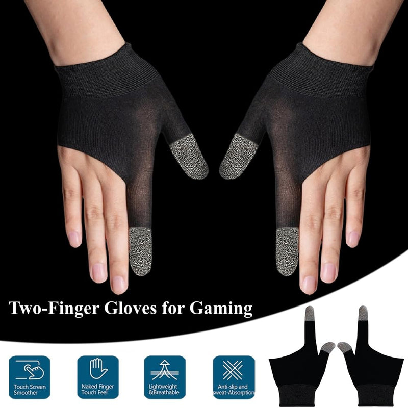 Two Finger Touchscreen Gloves, Ultra-Thin Breathable Gaming Gloves for Sweaty Hands, Anti Sweat Thumb and Index Game Gloves for Mobile Phone/iPad Tablet