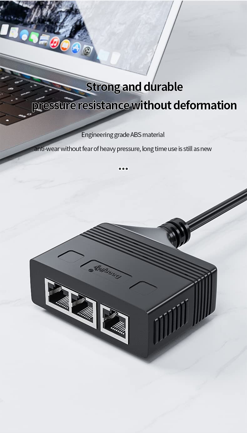 1 to 3 Port RJ45 Network Ethernet Adapter Splitter,esbeecables Ethernet Splitter 1 Male to 3 Female LAN Ethernet Splitter Adapter with USB Charging Port Suitable Super Cat5,Cat5e,Cat6,Cat7,Cat8