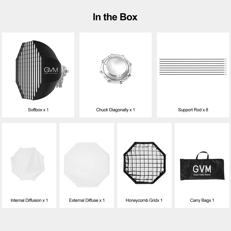 GVM Lighting Soft Boxes Bowens Mount with Honeycomb Grid, Speedlight Umbrella Softbox Foldable with Carrying Bag for Studio Photography Speedlite Flash