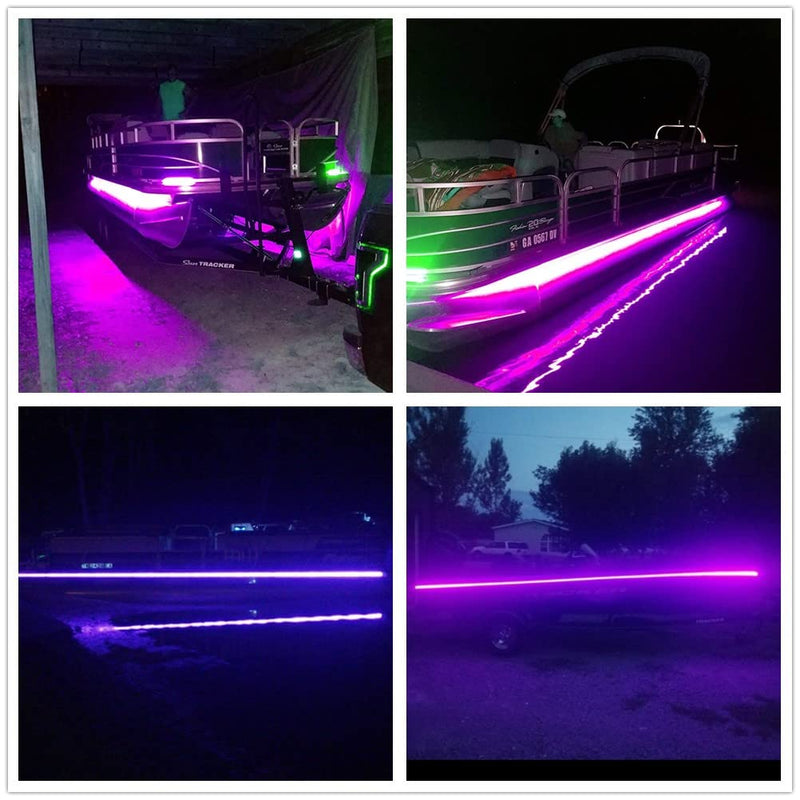 12V 16.4FT Marine Boat Ultra Violet UV Black Light LED Lights Strip, Night Fishing Lights, 5050 LED Waterproof UV Led Strip with Extension Cable for Fishing Boat Pontoon Yacht