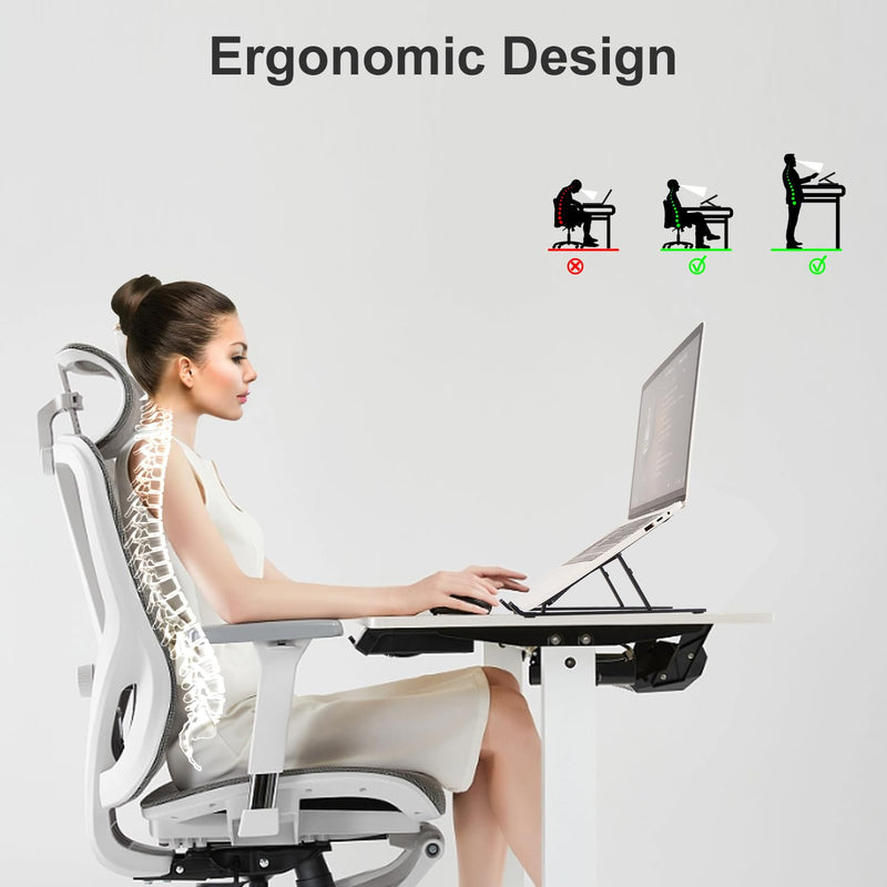 Ergonomic and Foldable Laptop Stand for Desk, Adjustable Riser, Fits All Laptops and Notebooks up to 17,Ultra-Thin,Ventilated Cooling,ABS+Silicone,Black. black