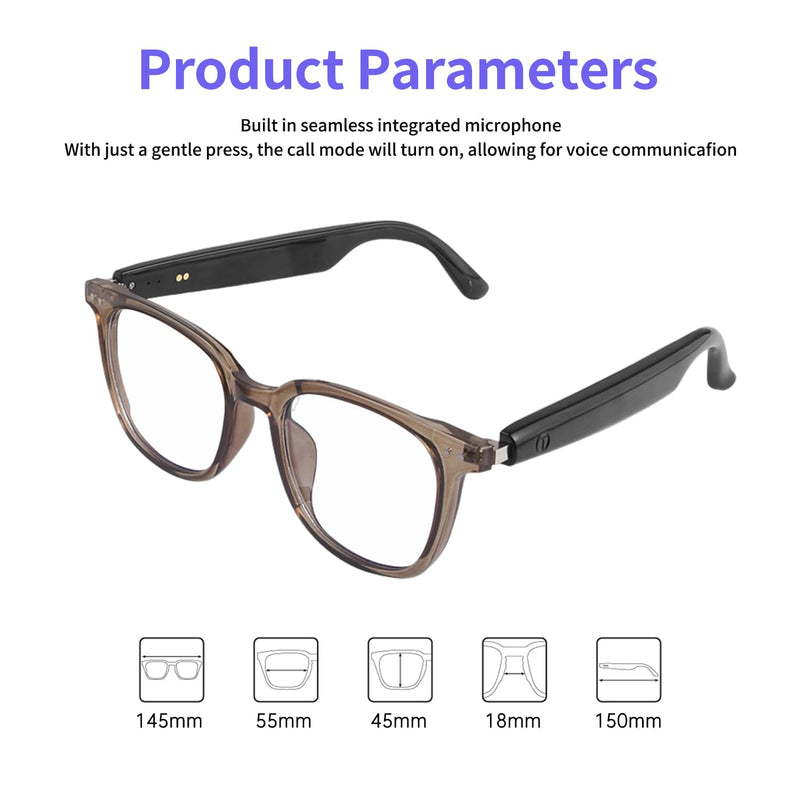 Smart Glasses for Women Men, Bluetooth Glasses with Photochromic Lenses Touch Control Voice Assistant for Clear Audio Remote Photography, Transparent frame and white legs, Perfect for Indoor Outdoor Gs07 Smart Glasses-clear