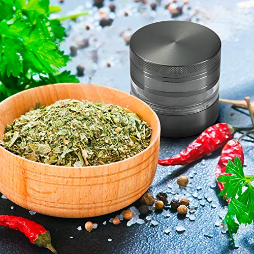 Grinder, 2.4 Inch 4 Piece Grinder– Includes Stainless Steel Screen,Pollen Scraper (Gunmetal) 2.48 inches