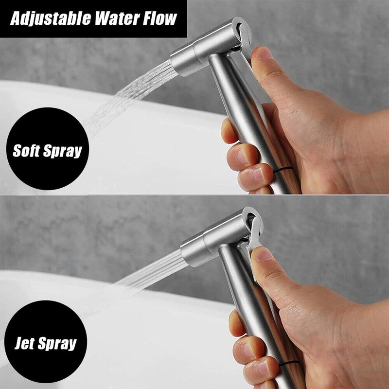 Handheld Bidet Sprayer for Toilet Kit,Adjustable Water Pressure,Stainless Steel Diaper Sprayer Set,Hand Held Head for Personal Hygiene and Pets Cleaning with Retractable Spring Hose and Holder