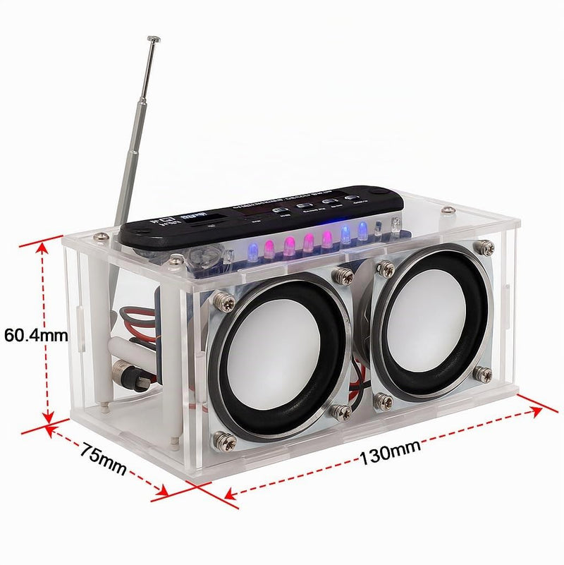 DIY Electronic Speaker Soldering Kit, Soldering Kit, Speaker Kit Bluetooth with FM, DIY Electronic Kit Receiver Music Player with LED Indicator Light, Remote Control for Soldering Learning Adults