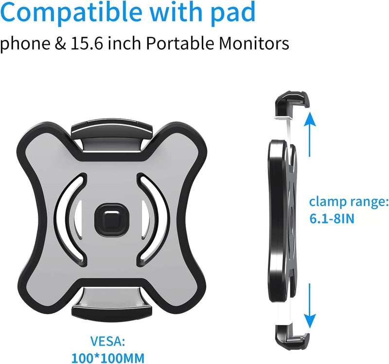 Pholiten Universal VESA Mount Adapter for Tablets, 2-in-1 Laptops, 15.6 inch Portable Monitors & Phone,ESA 100x100, Adjustable Laptop Holder, Extend to 6.1-8 inch Laptops holder