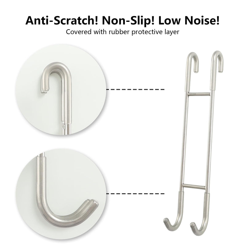 NINETREX Shower Door Hooks,Towel Hooks for Bathrooms Frameless Glass Door,Heavy Duty SUS 304 Stainless Steel Hook for Towels,Squeegee,Loofah,Shaver,Robe,2 Pack,Silver,10Inch 10Inch-2 Pack Brushed Nickel