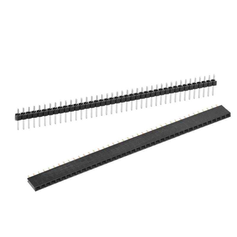 sourcing map 10 Pairs Male and Female Pin Header 40 Pin 2.54mm Straight Single Row Fragile Header Connector PCB Pin Header