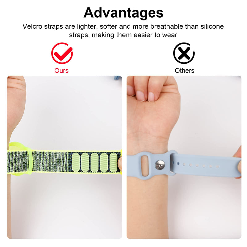 Kids Wristband Compatible with Apple AirTag, Protective Case for Air Tag GPS Tracker Holder with Nylon Bracelet, Adjustable Anti Lost Watch Band for Toddler Child Elder (Yellow) Yellow
