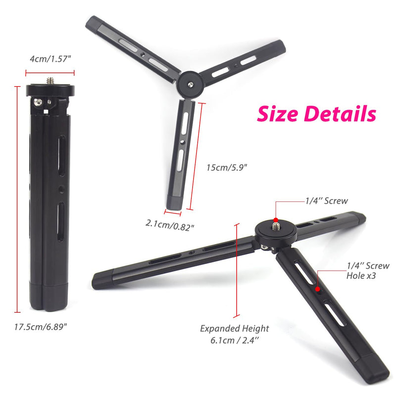 Adjustable Aluminum Mini Tripod, Desktop Tabletop Tripod Stand for DSLR Cameras, Zhiyun Weebill/Smooth/Crane, DJI Ronin S/SC/RSC/RS,Osmo Mobile,Stabilizer Handle Tripod (Standard) Standard