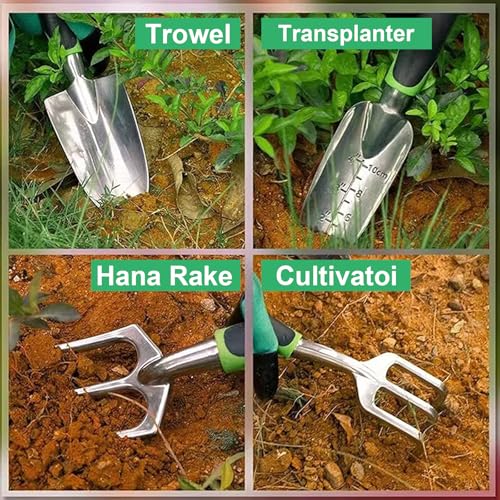 Garden Tool Set, 11 Pcs Gardening Hand Tools Heavy Duty Stainless Steel Garden Supplies with Repotting Mat for Planting Kit with Gift Box, Gardening Gifts for Women Men Mom