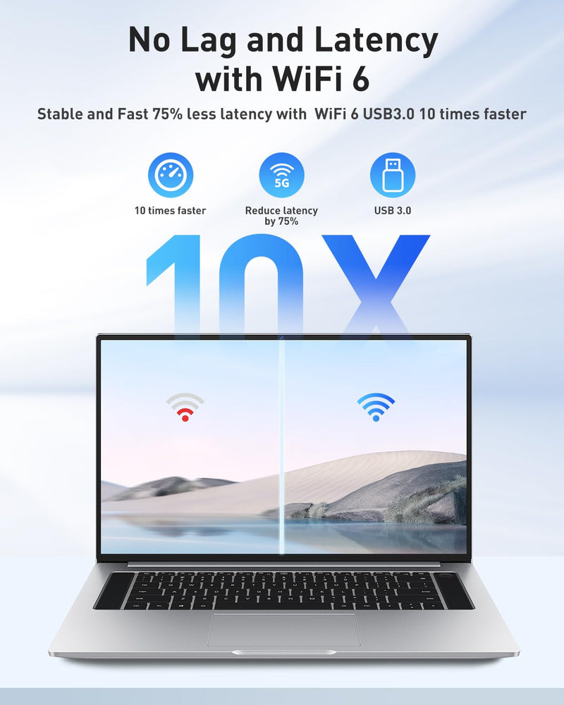 USB WiFi Adapter for Desktop PC - WiFi 6 Adapter AX1800 Dual Band 5G/2.4G for Desktop PC USB3.0 WiFi Dongle 7dBi High Gain Wi-Fi Antenna Wireless USB Network Card for Laptop Supports Win10/11