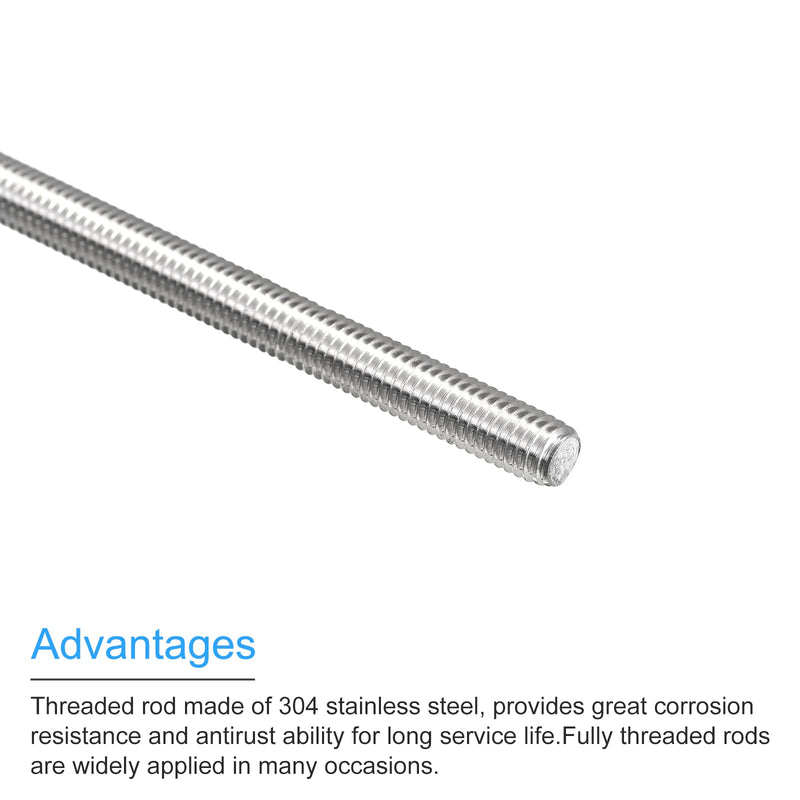 MECCANIXITY Fully Threaded Rod M6 x 500mm 1mm Thread Pitch 304 Stainless Steel Right Hand Threaded Rods Bar Studs 4 Pack
